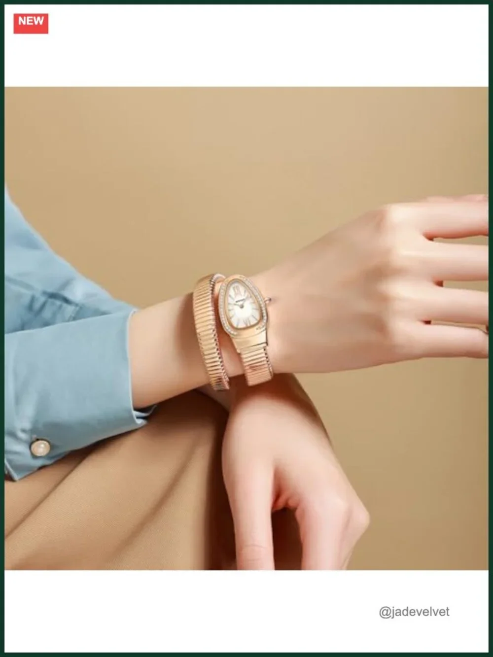 Women's Snake Cuff Bangle Watch, Quartz Bracelet Wristwatch, Wrap Around Band,